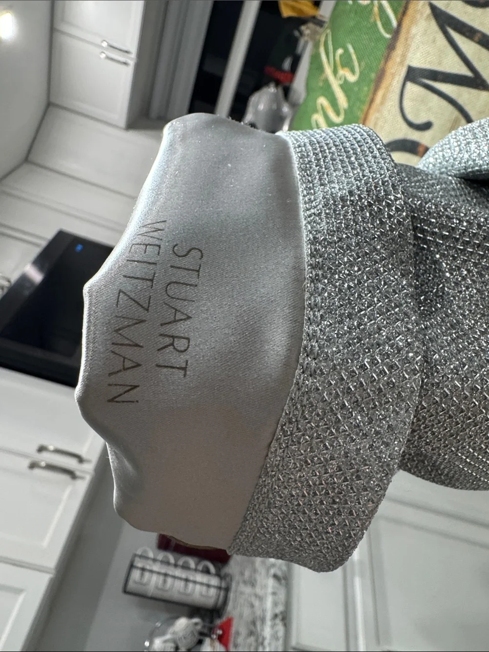 Stuart Weitzman Silver Over-the-Knee Glitter Slouch Boots
